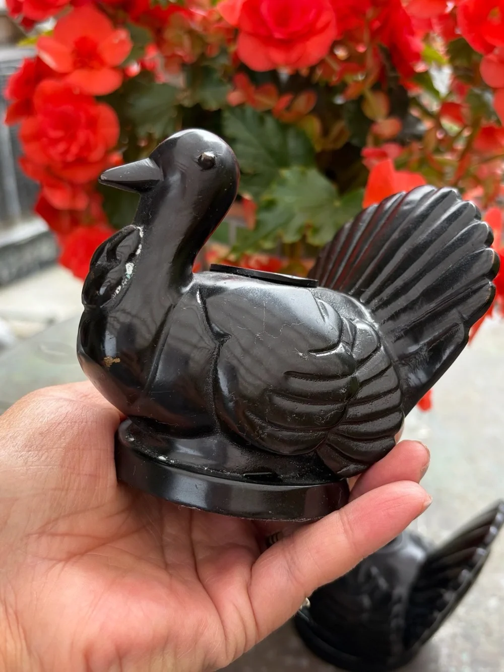 Pair Pottery Barn Black Bronze Turkey Taper Candle Holders Fall Thanksgiving